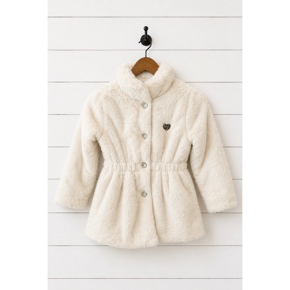 Juicy Couture Other - Juicy Couture Kids Faux Fur Coat Girls Size‎ 5 White Plush Winter Jacket